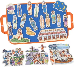 CHEFAN 4 Pack Felt Board Bible Stories Set, Flannel Board Stories, Nativity Flannel Graph Bible Toy for Kids, Include Last Supper, Jesus Calms The Storm, Triumphal Entry of Jesus, Crucifixion