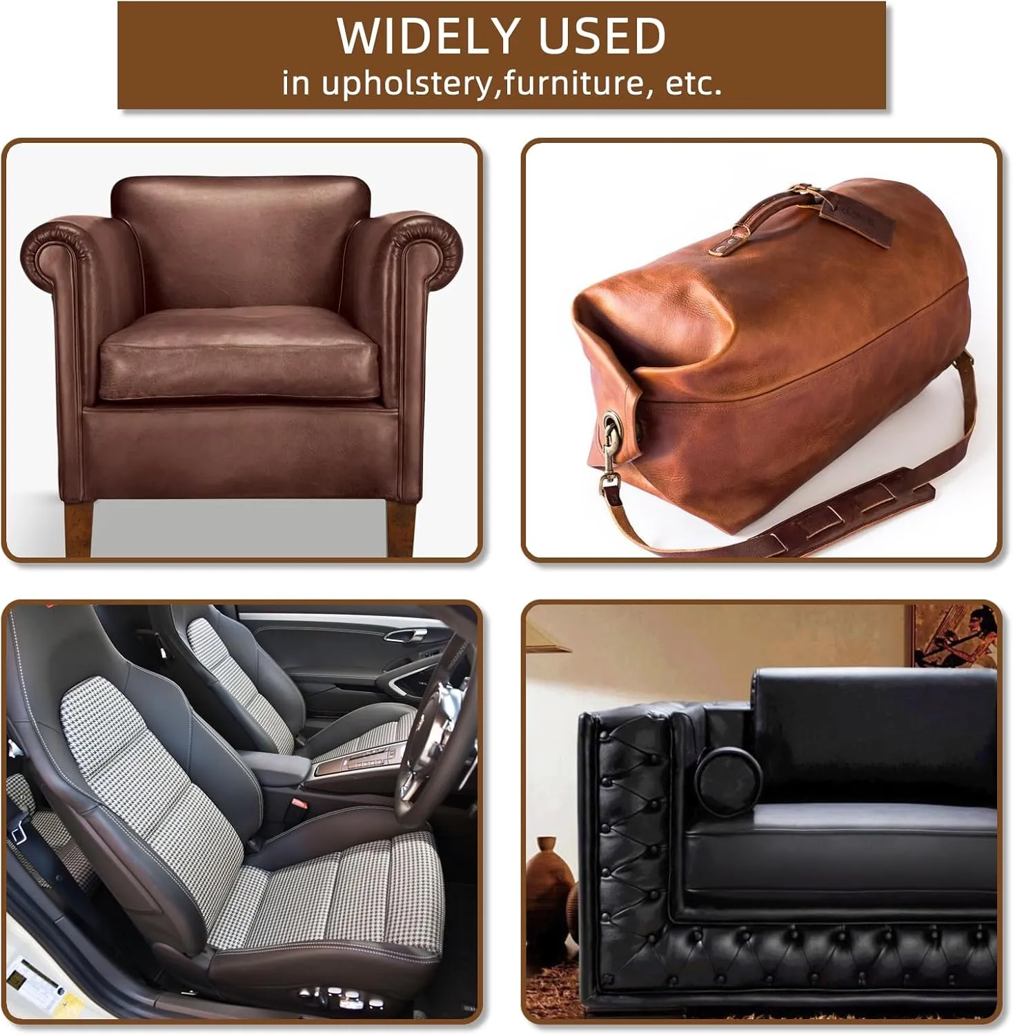 CHEIGHY Leather Repair Kit for Furniture, Self-Adhesive Waterproof PU Leather Patch Tape - Strong Adhesive for Sofa, Car Seat, Office Chair, Vinyl Upholstery, DIY Crafts (Brown, 17X79 inch)