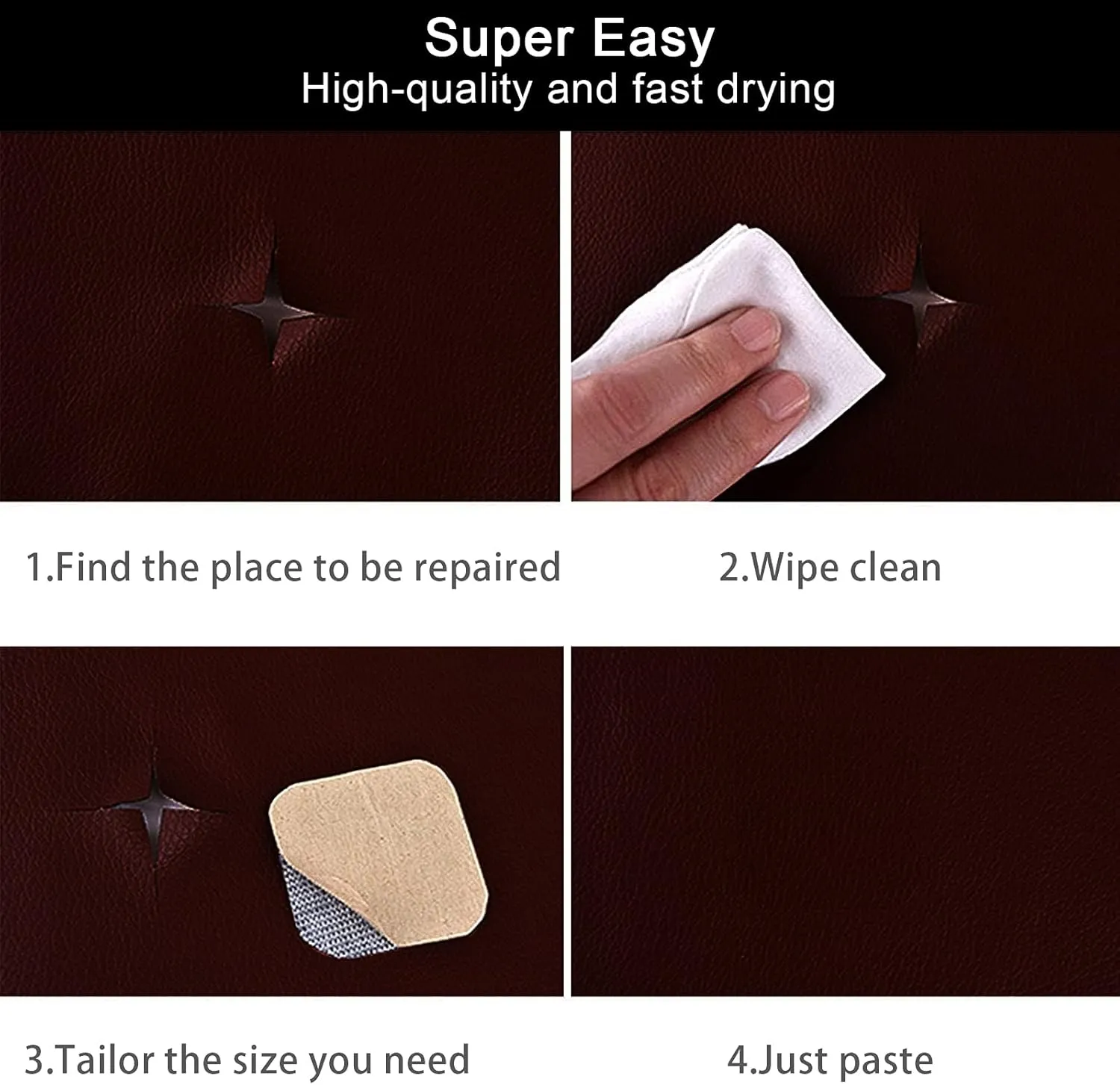 CHEIGHY Leather Repair Kit for Furniture, Self-Adhesive Waterproof PU Leather Patch Tape - Strong Adhesive for Sofa, Car Seat, Office Chair, Vinyl Upholstery, DIY Crafts (Brown, 17X79 inch)