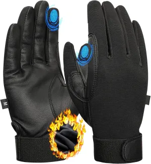 ChinFun Women's 100% Leather Insulated Horse Riding Gloves Breathable Equestrian Gloves Outdoor Horseback Gloves