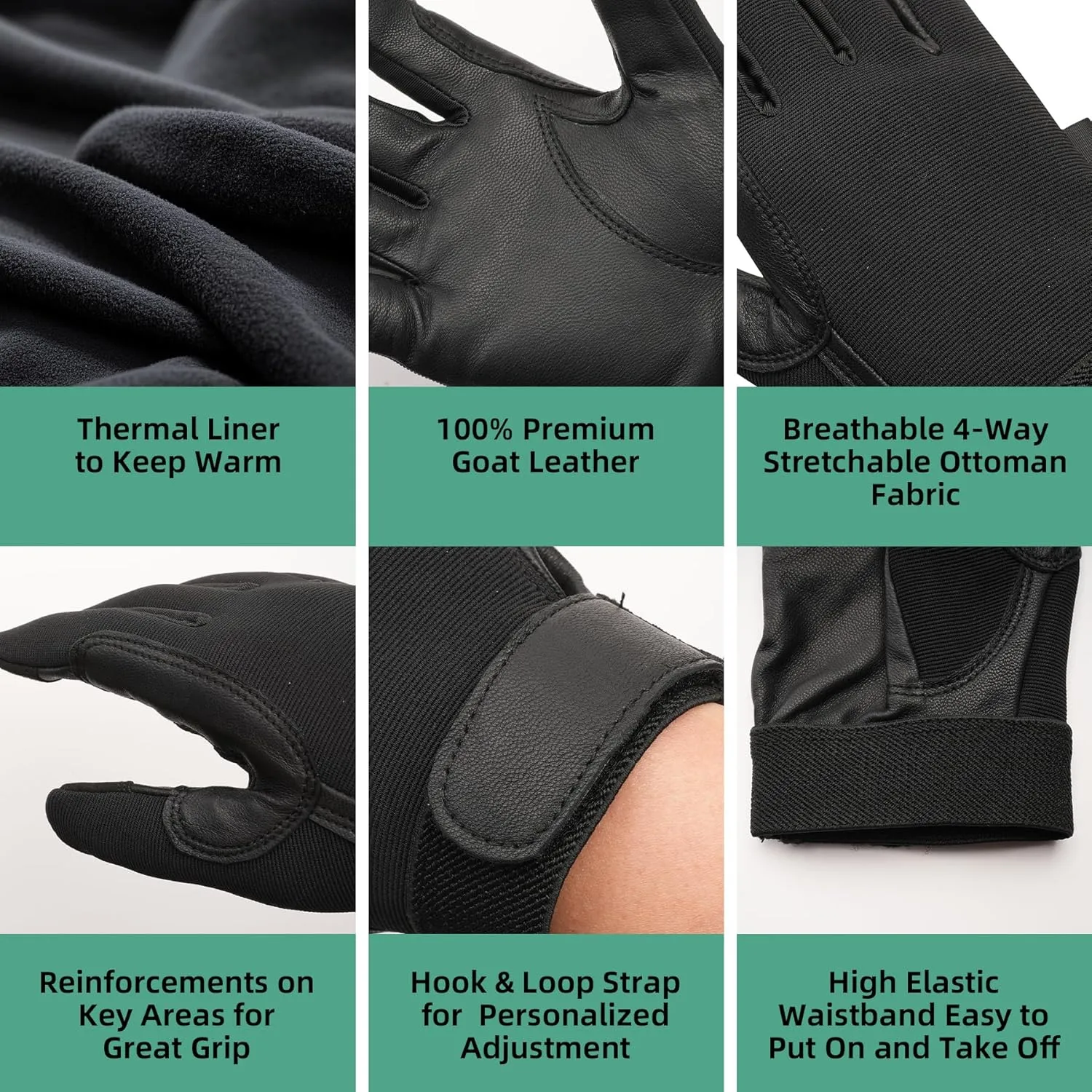 ChinFun Women's 100% Leather Insulated Horse Riding Gloves Breathable Equestrian Gloves Outdoor Horseback Gloves