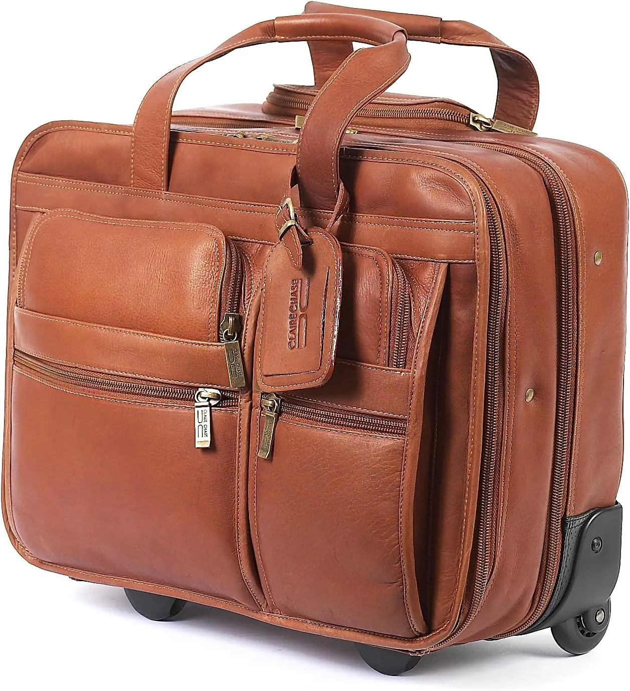 Claire Chase Rolling Computer Brief, Saddle, One Size