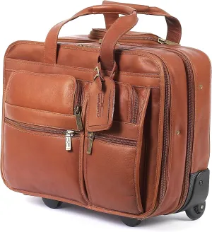 Claire Chase Rolling Computer Brief, Saddle, One Size