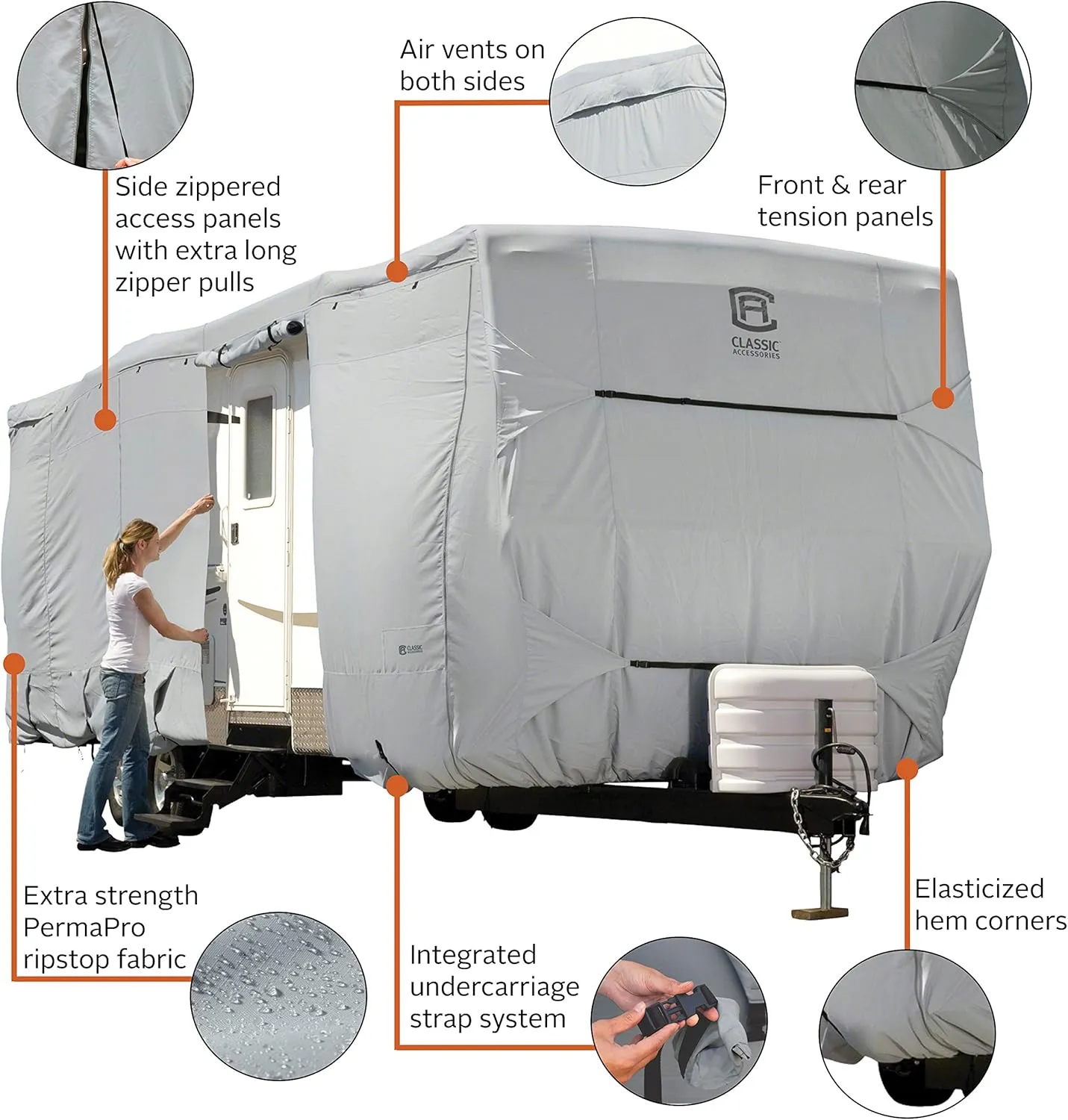 Classic Accessories Over Drive PermaPRO Travel Trailer Cover, Fits 30' - 33' RVs, RV Cover, Camper Cover, Travel Trailer Cover
