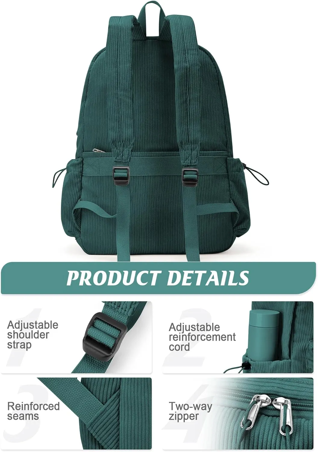 Classic Backpack For School Girls Boys Backpack with USB Charging Port College Back pack Lightweight Casual Daypacks Cute High School Bookbag for Students(Green)