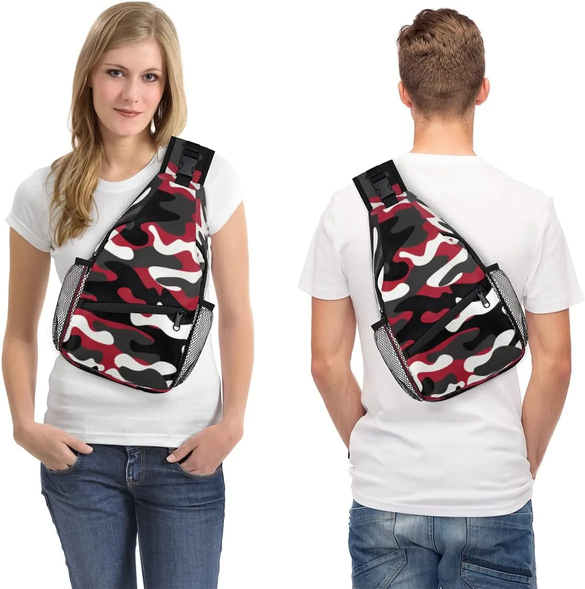 Classic Forest Camo Sling Bag Crossbody Backpack Casual Chest Shoulder Daypacks For Cycling Hiking Travel
