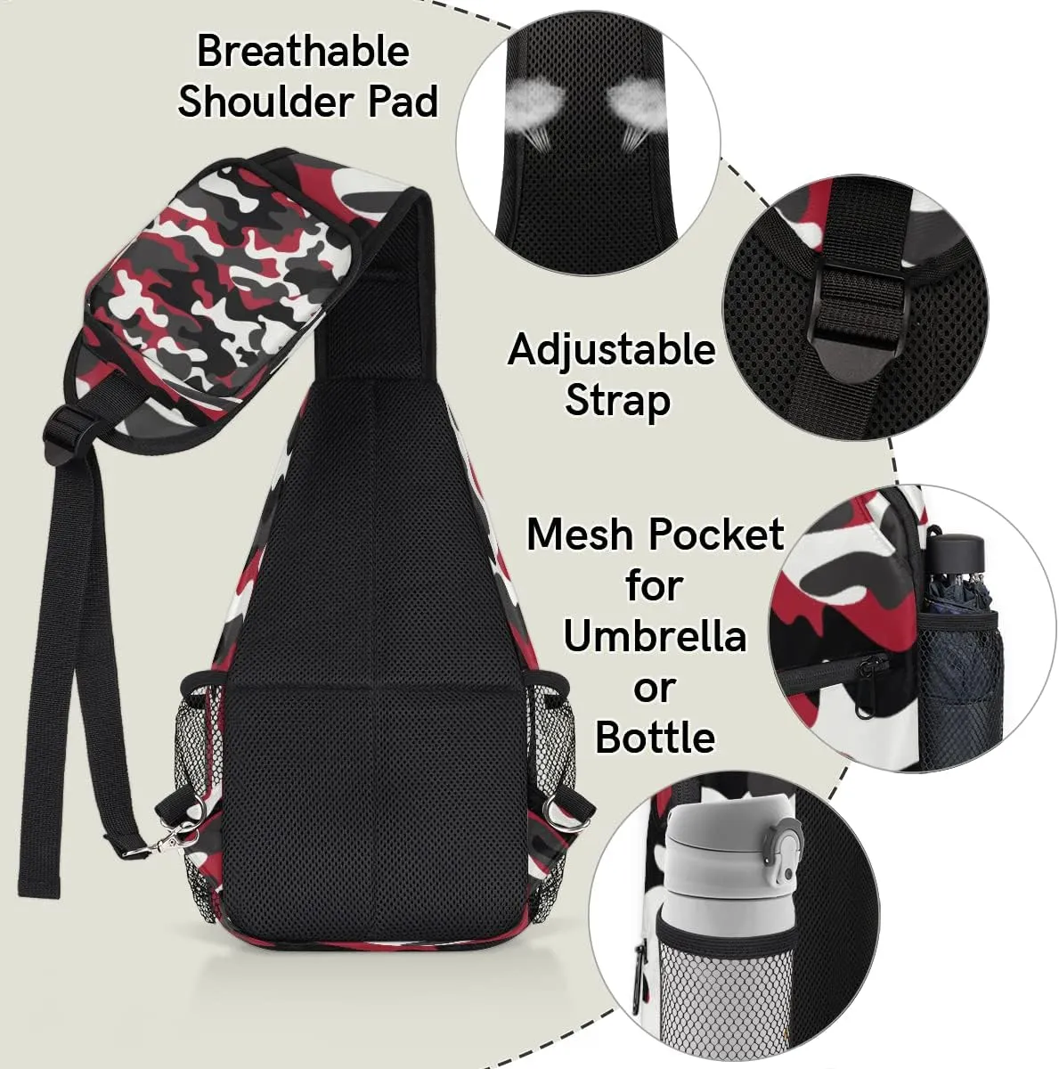 Classic Forest Camo Sling Bag Crossbody Backpack Casual Chest Shoulder Daypacks For Cycling Hiking Travel