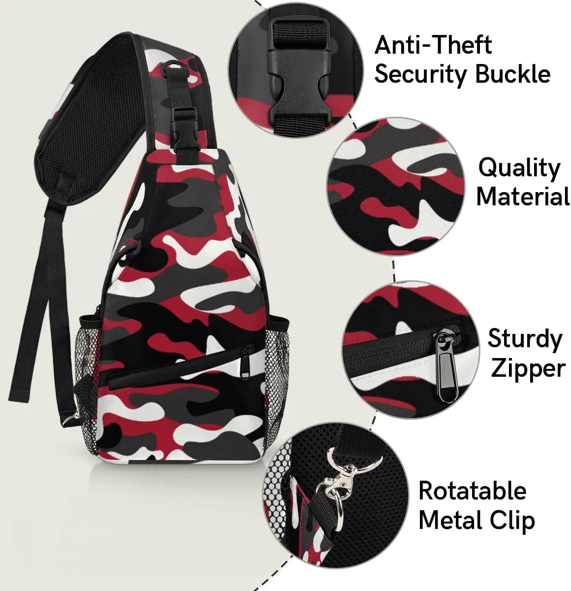 Classic Forest Camo Sling Bag Crossbody Backpack Casual Chest Shoulder Daypacks For Cycling Hiking Travel