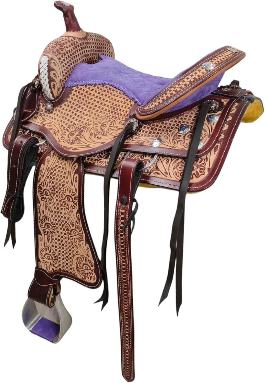 Classic Quality Handmade Leather Premium Comfort Western Barrel Racing Trail Equestrian Horse Saddle Size 14"-18" inches Seat Antique Barrel