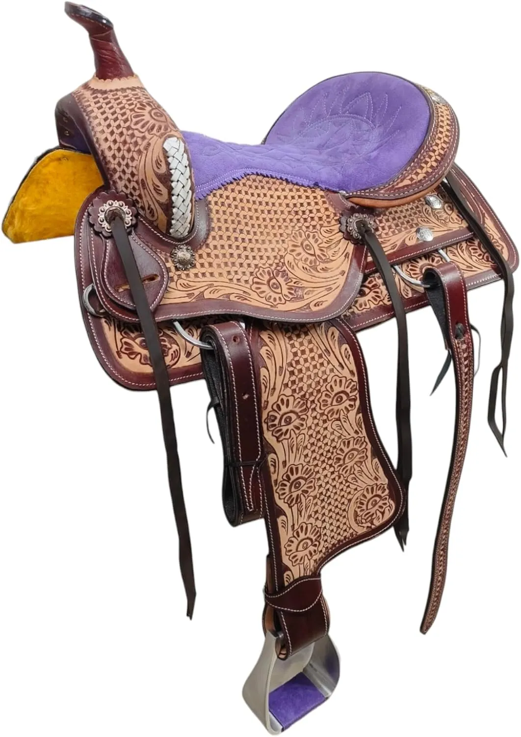 Classic Quality Handmade Leather Premium Comfort Western Barrel Racing Trail Equestrian Horse Saddle Size 14"-18" inches Seat Antique Barrel