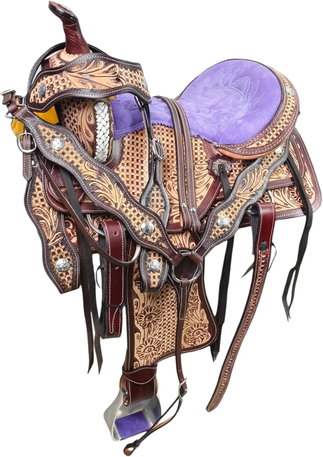 Classic Quality Handmade Leather Premium Comfort Western Barrel Racing Trail Equestrian Horse Saddle Size 14"-18" inches Seat Antique Barrel