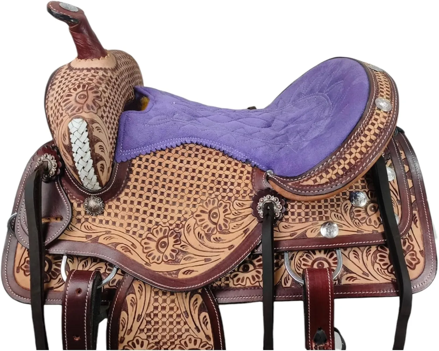 Classic Quality Handmade Leather Premium Comfort Western Barrel Racing Trail Equestrian Horse Saddle Size 14"-18" inches Seat Antique Barrel