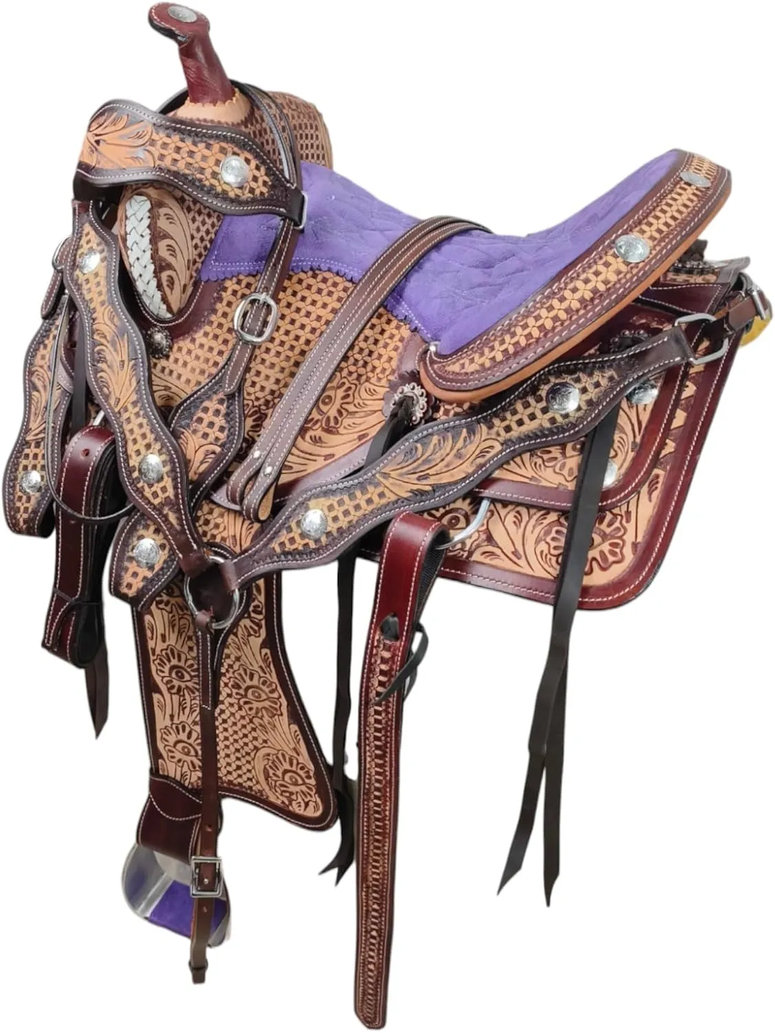 Classic Quality Handmade Leather Premium Comfort Western Barrel Racing Trail Equestrian Horse Saddle Size 14"-18" inches Seat Antique Barrel