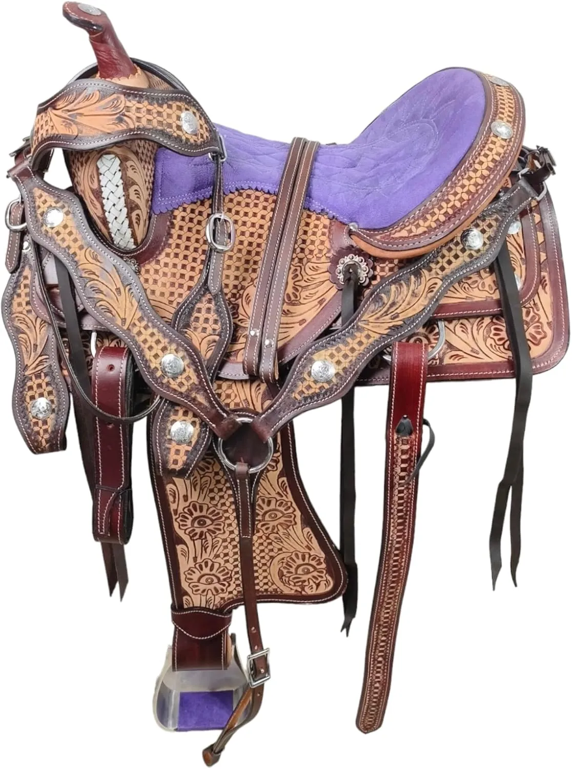 Classic Quality Handmade Leather Premium Comfort Western Barrel Racing Trail Equestrian Horse Saddle Size 14"-18" inches Seat Antique Barrel