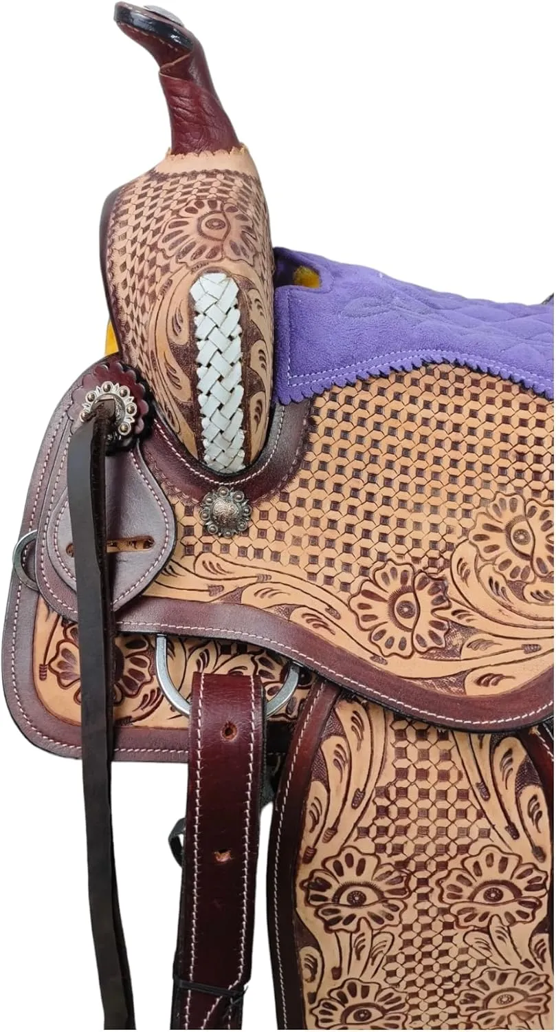 Classic Quality Handmade Leather Premium Comfort Western Barrel Racing Trail Equestrian Horse Saddle Size 14"-18" inches Seat Antique Barrel