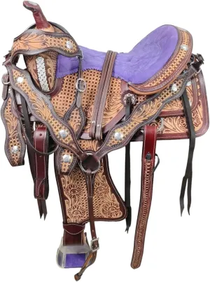 Classic Quality Handmade Leather Premium Comfort Western Barrel Racing Trail Equestrian Horse Saddle Size 14"-18" inches Seat Antique Barrel