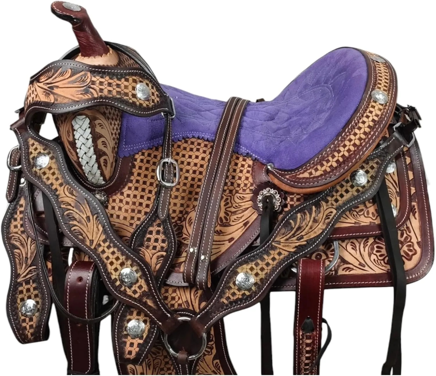 Classic Quality Handmade Leather Premium Comfort Western Barrel Racing Trail Equestrian Horse Saddle Size 14"-18" inches Seat Antique Barrel
