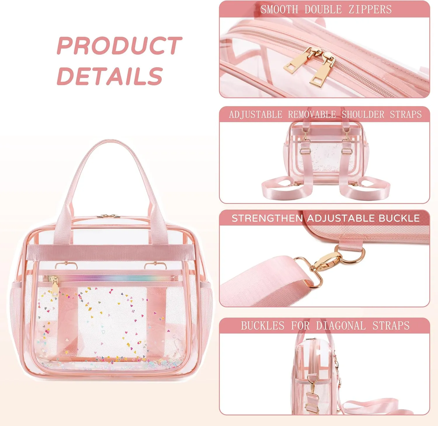 Clear Backpack for Girls Heavy Duty Transparent Kids Shoulder Handbag Elementary School Bag See Through Bags Large TPU Bookbags Travel Daypack for Women Teens Students Pink