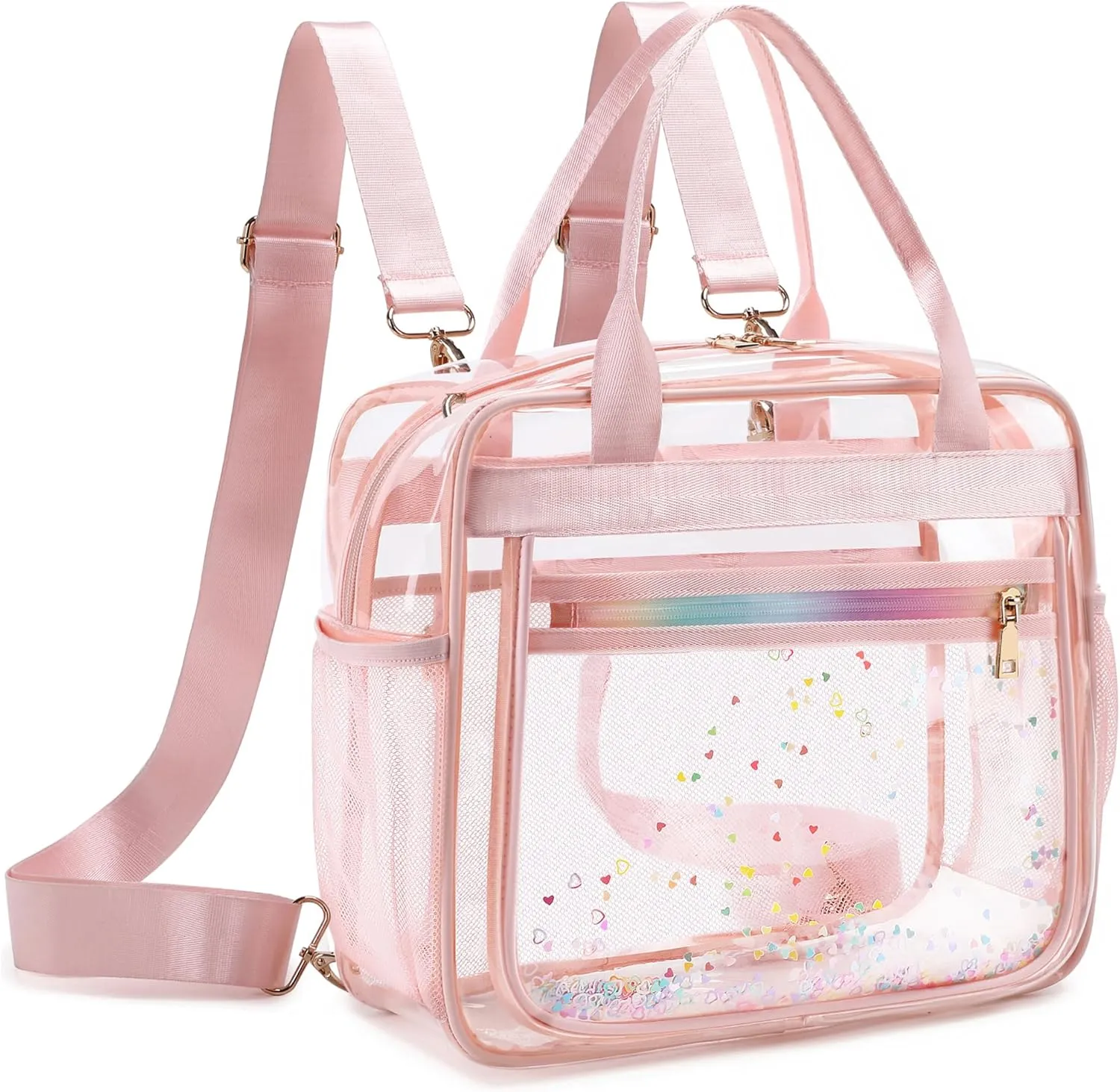 Clear Backpack for Girls Heavy Duty Transparent Kids Shoulder Handbag Elementary School Bag See Through Bags Large TPU Bookbags Travel Daypack for Women Teens Students Pink