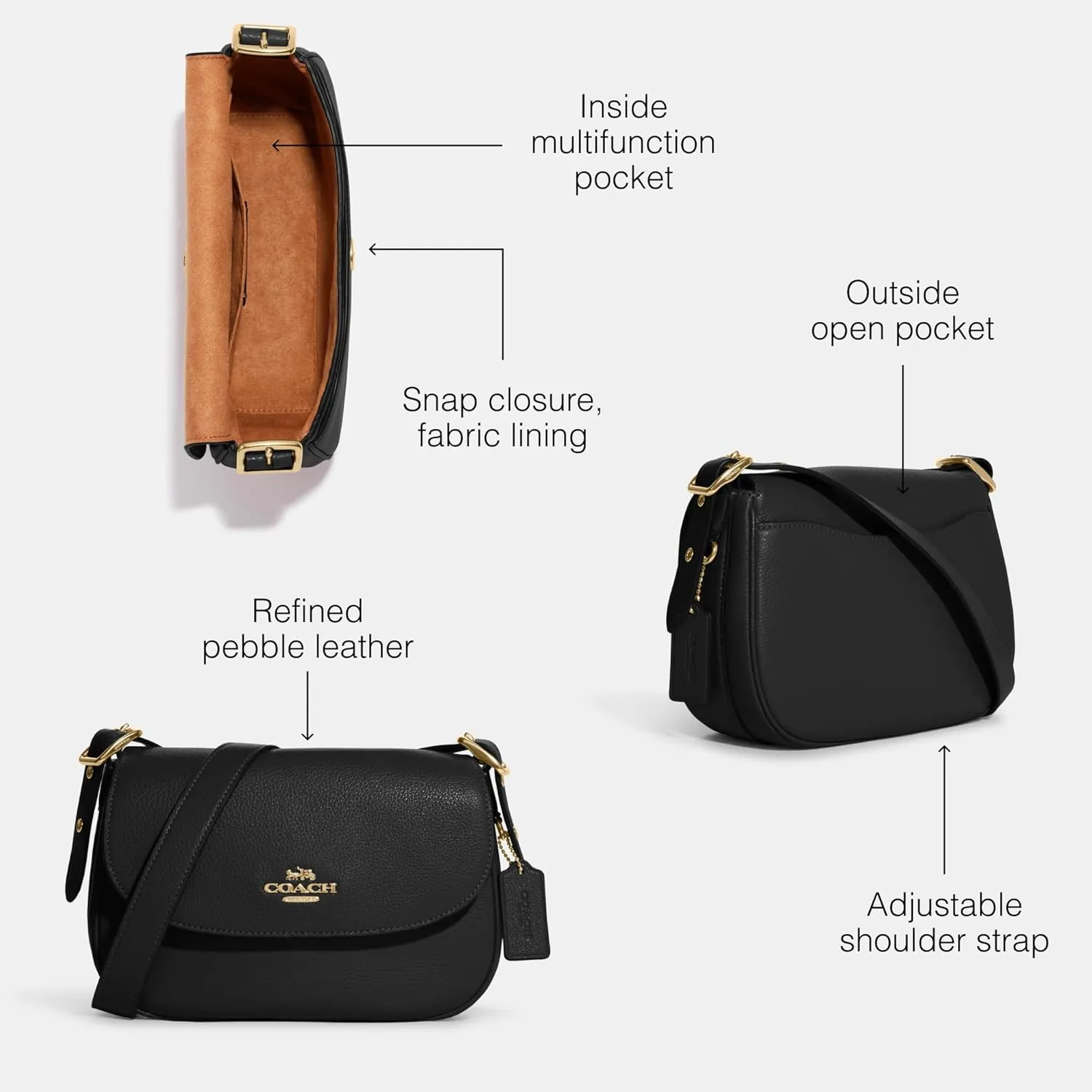 COACH Macie Saddle Bag, Black