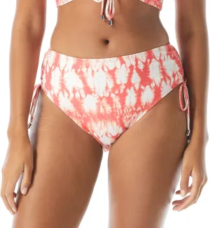 Coco Reef Coast Tie-Dye Inspire Shirred High-Waist Bikini Bottoms Papaya SM