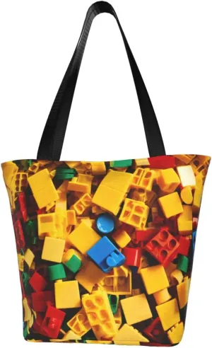 Colorful Brick Print Multifunctional Tote Daypacks for Women Work Travel Shopping Handbags Shoulder Bag