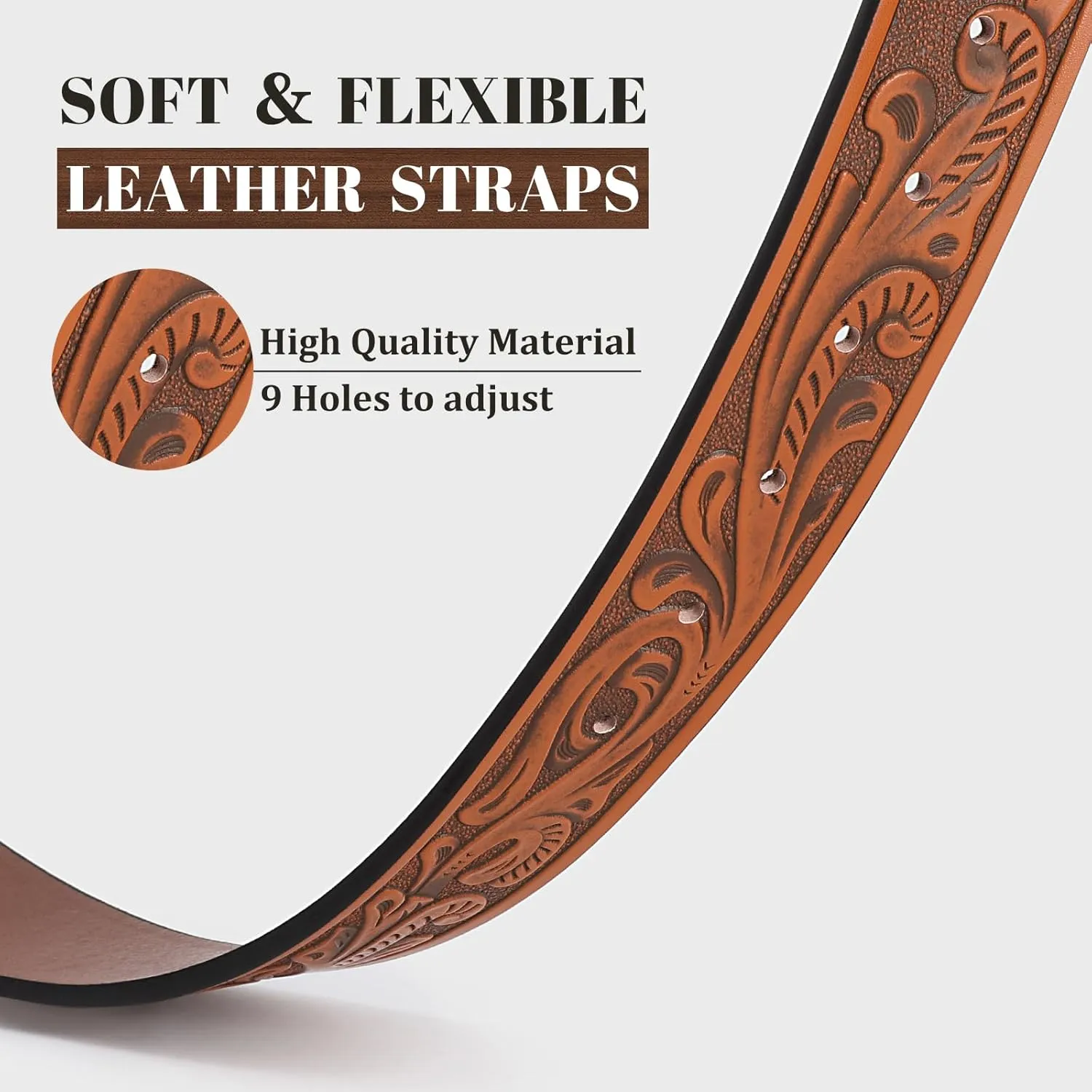 Cowboy Belts for Women Men Western Cowgirl Belts Country Belt Embossed Leather Belt for Gift