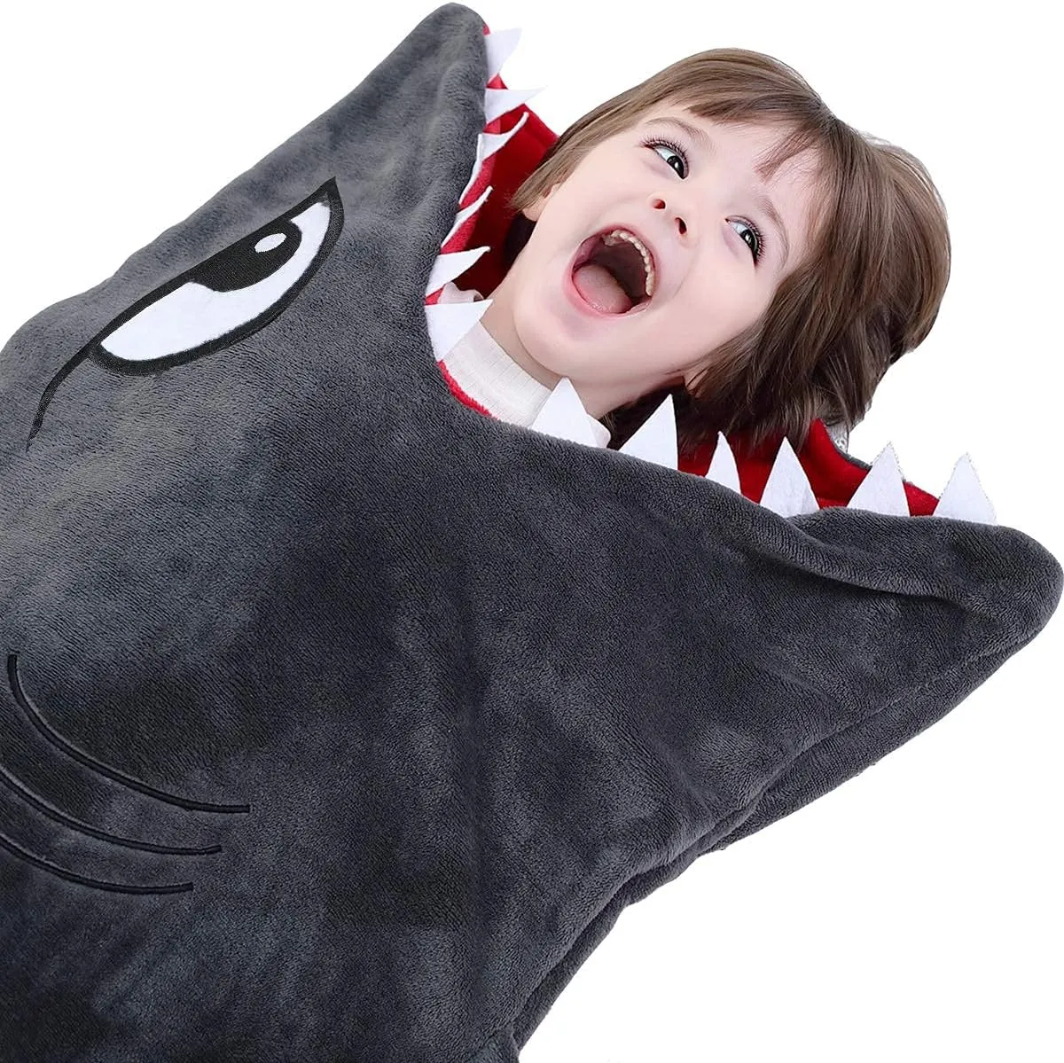 CozyBomB™ Shark Blanket Cozy Wearable Hoodie,Cartoon Animals Shark Blanket Hoodie Onesie,Gray Sleeping Bag Interesting Shark Onesie Blanket Costume Gifts for Boy Girl Birthdays Christmas