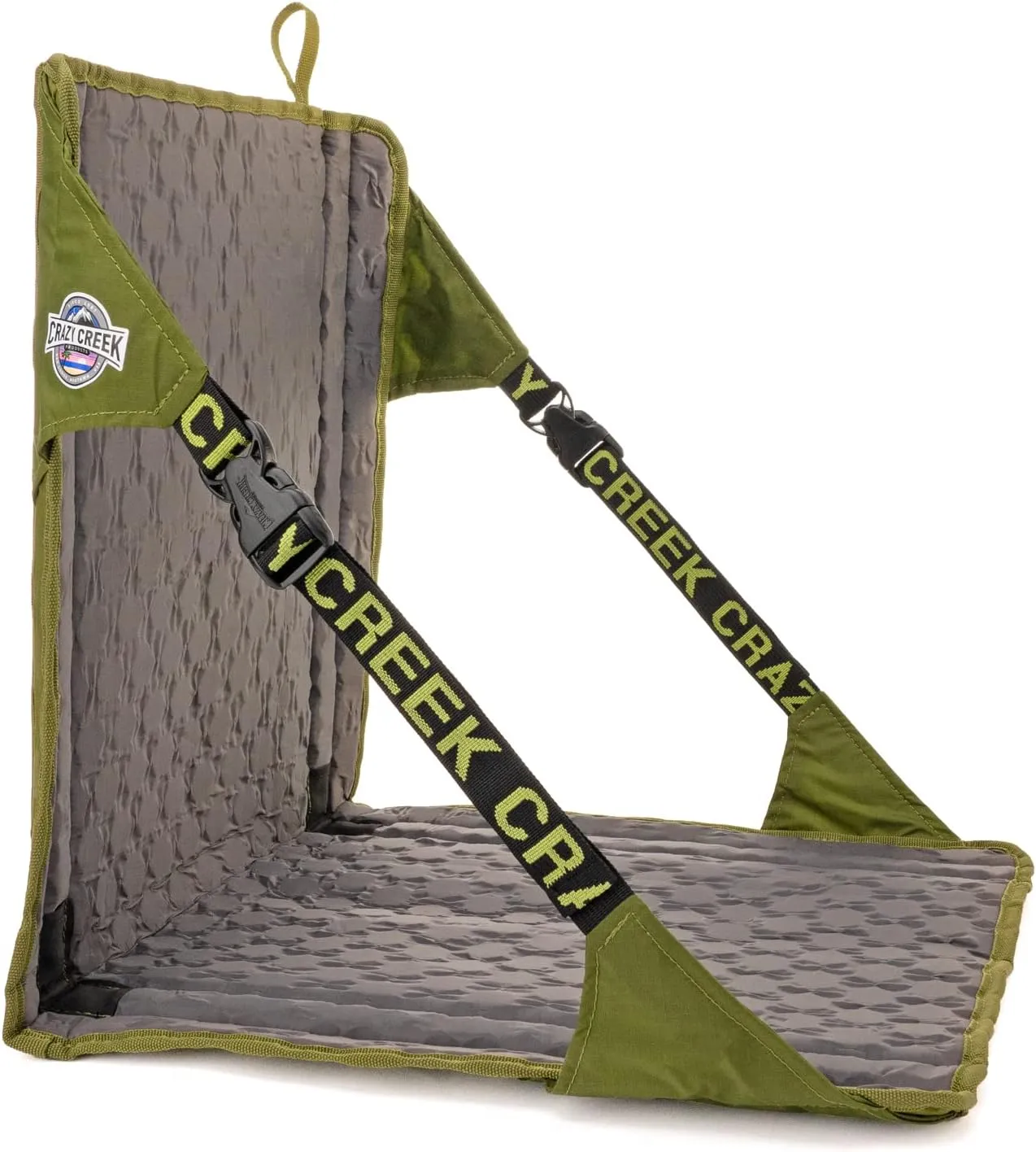Crazy Creek HEX 2.0 Original Chair for Camping, Stadium Seating & More, Comfort on All Terrains, Adjustable Straps, Compact Design, Water-Resistant,Olive/Slate