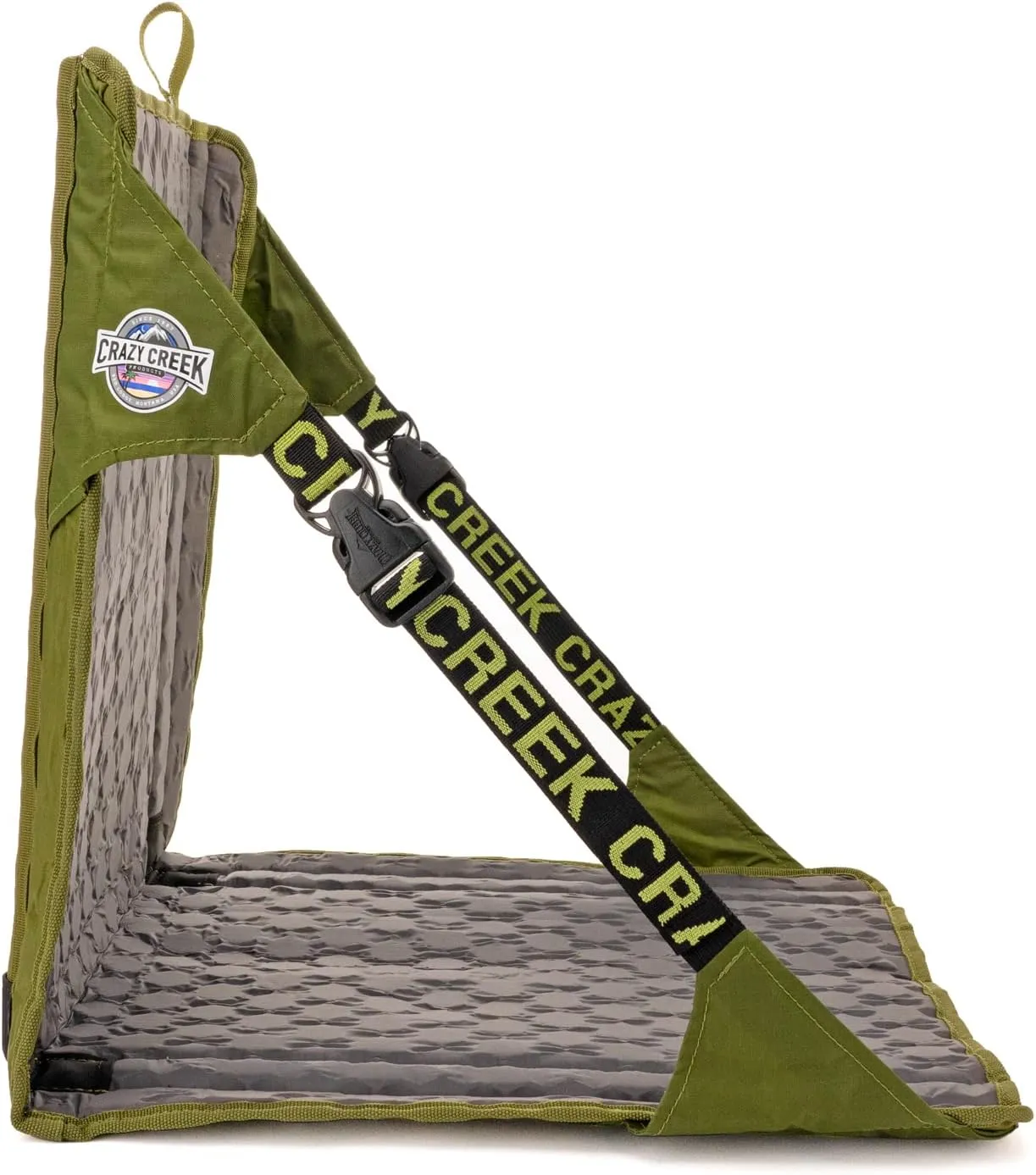 Crazy Creek HEX 2.0 Original Chair for Camping, Stadium Seating & More, Comfort on All Terrains, Adjustable Straps, Compact Design, Water-Resistant,Olive/Slate