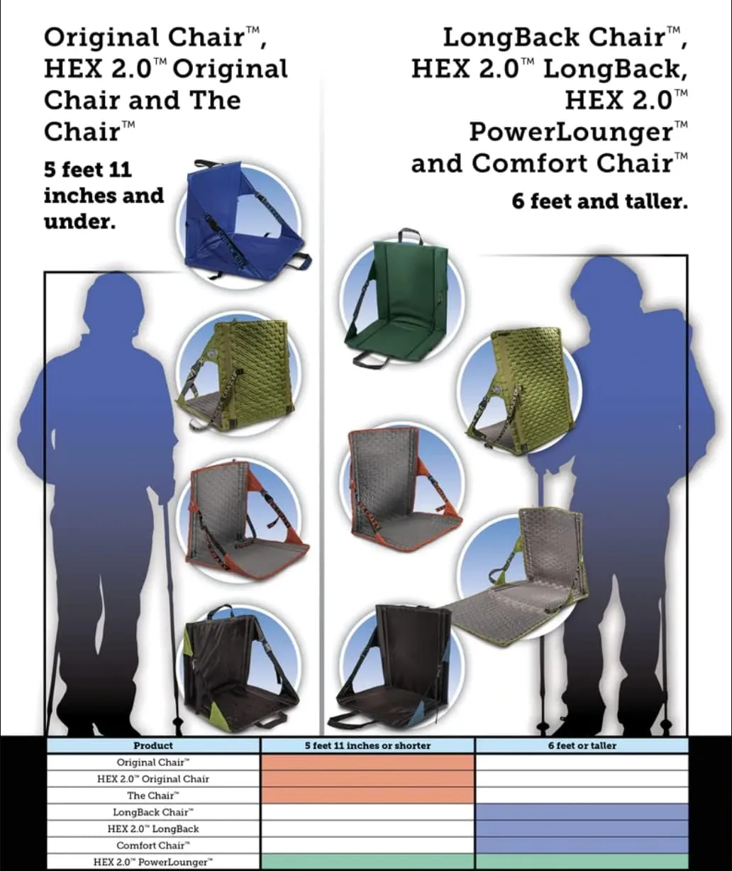 Crazy Creek HEX 2.0 Original Chair for Camping, Stadium Seating & More, Comfort on All Terrains, Adjustable Straps, Compact Design, Water-Resistant,Olive/Slate