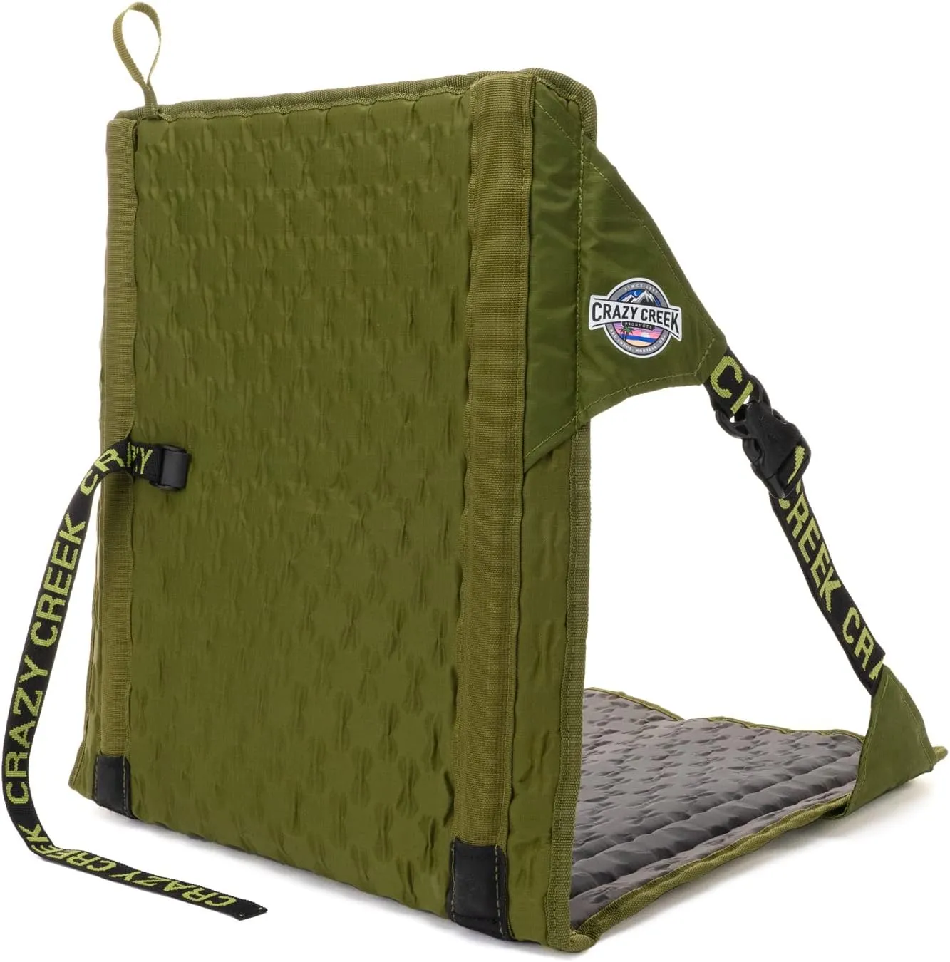 Crazy Creek HEX 2.0 Original Chair for Camping, Stadium Seating & More, Comfort on All Terrains, Adjustable Straps, Compact Design, Water-Resistant,Olive/Slate