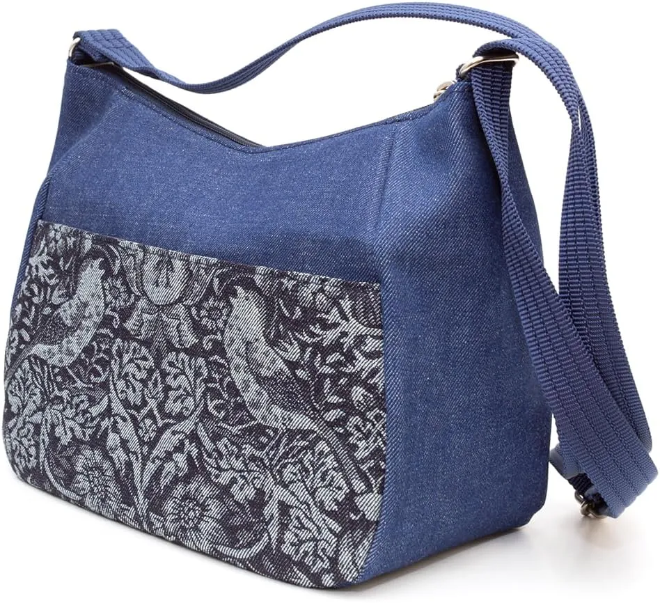 Crearekiki Made in Japan Shoulder Bag Women's Lightweight Okayama Denim Margaret Shoulder Mother Birthday Gift DJ-13mus (william morris/b)