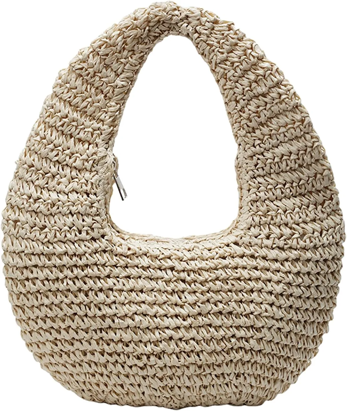 Crescent Straw Beach Bag for Women Handmade Summer Beach Purse Raffia Woven Shoulder Bag Casual Straw Underarm Purse