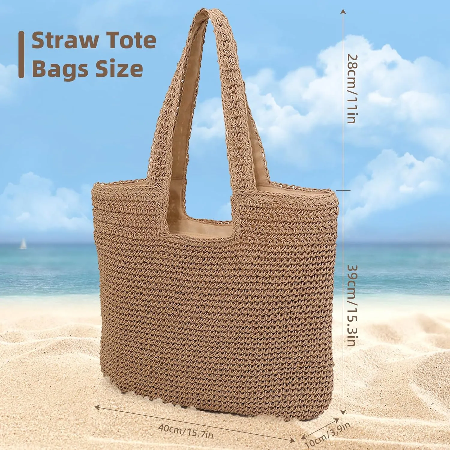Crescent Straw Shoulder Handbag for Women Summer Beach Tote Raffia Woven Purse Hobo Underarm Bag 2025