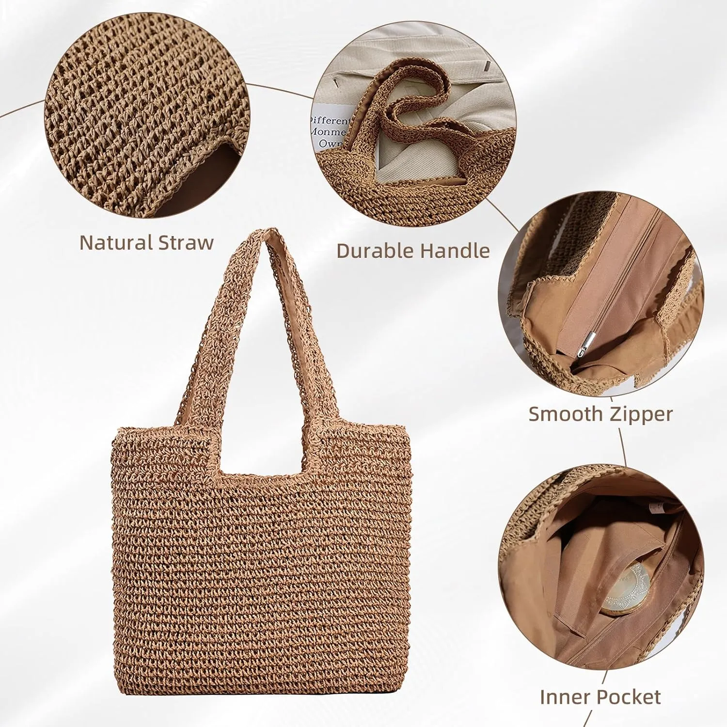 Crescent Straw Shoulder Handbag for Women Summer Beach Tote Raffia Woven Purse Hobo Underarm Bag 2025