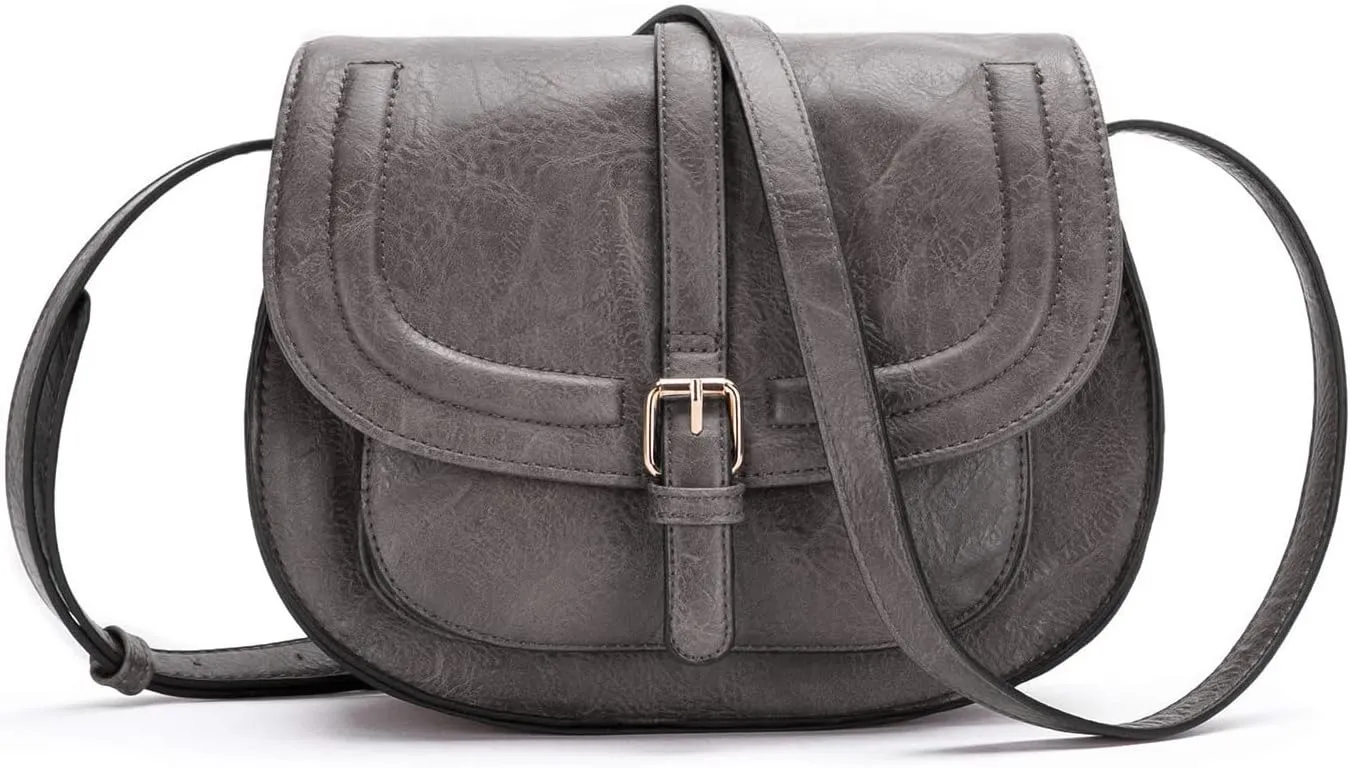 Crossbody Bags for Women Small Over the Shoulder Saddle Purses Leather Shoulder Bag Travel Satchel Handbags (Brown-S)