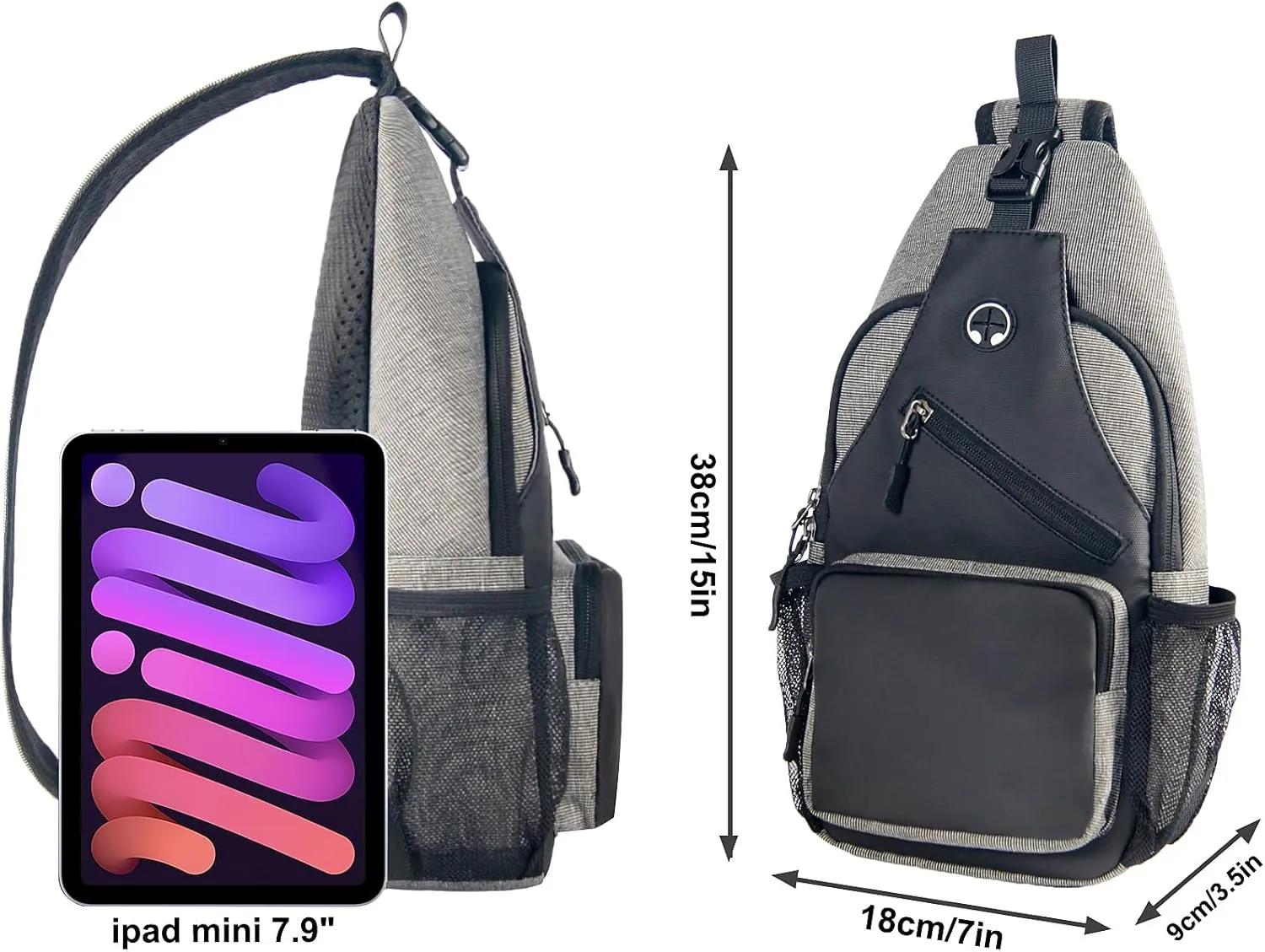 Crossbody Sling Bag for Men with Adjustable Shoulder Strap Shoulder Backpack Chest Bag Travel Hiking Daypacks