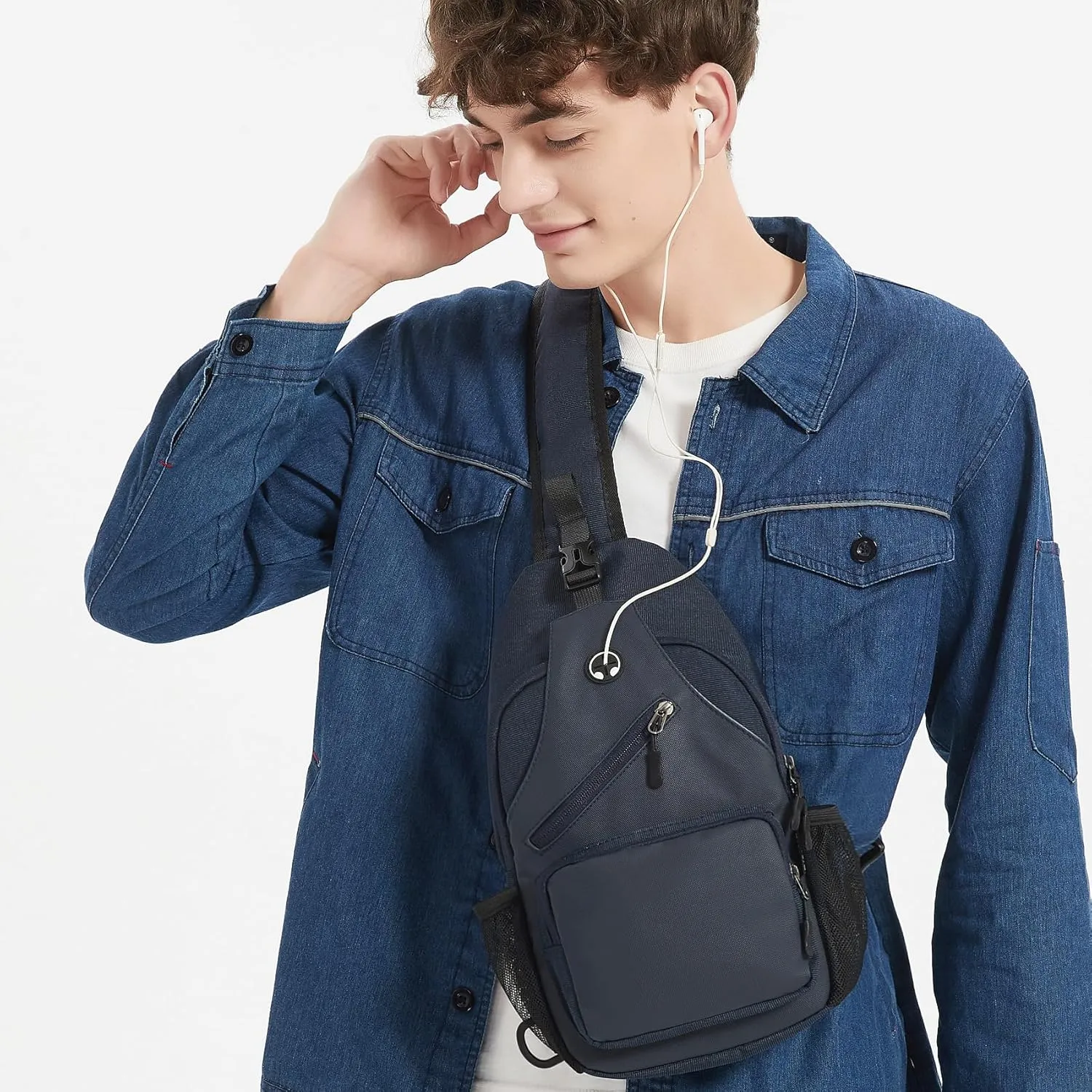 Crossbody Sling Bag for Men with Adjustable Shoulder Strap Shoulder Backpack Chest Bag Travel Hiking Daypacks