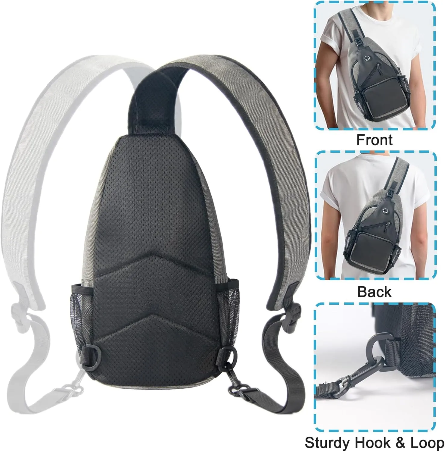 Crossbody Sling Bag for Men with Adjustable Shoulder Strap Shoulder Backpack Chest Bag Travel Hiking Daypacks
