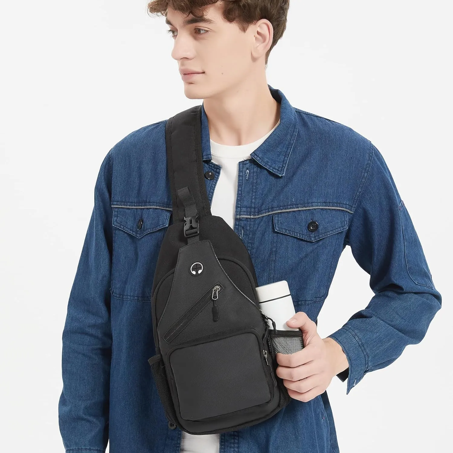 Crossbody Sling Bag for Men with Adjustable Shoulder Strap Shoulder Backpack Chest Bag Travel Hiking Daypacks
