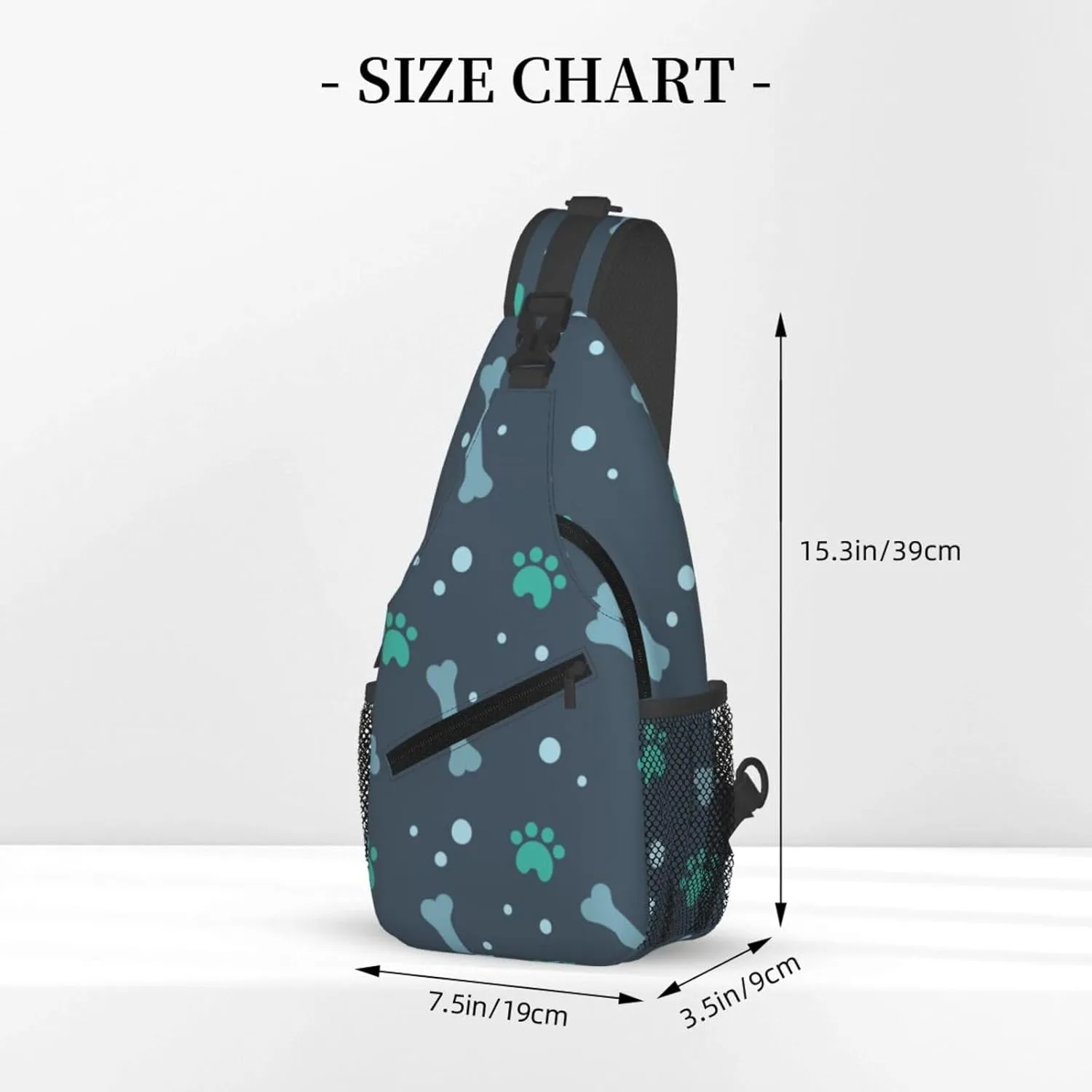 Crossbody Sling Bag for Men Women, Bone Dog Foot Sling Backpack Shoulder Chest Bag, Anti Theft Travel Hiking Daypacks
