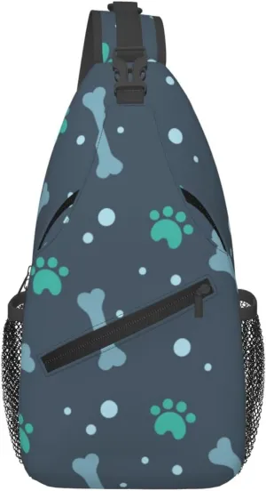 Crossbody Sling Bag for Men Women, Bone Dog Foot Sling Backpack Shoulder Chest Bag, Anti Theft Travel Hiking Daypacks