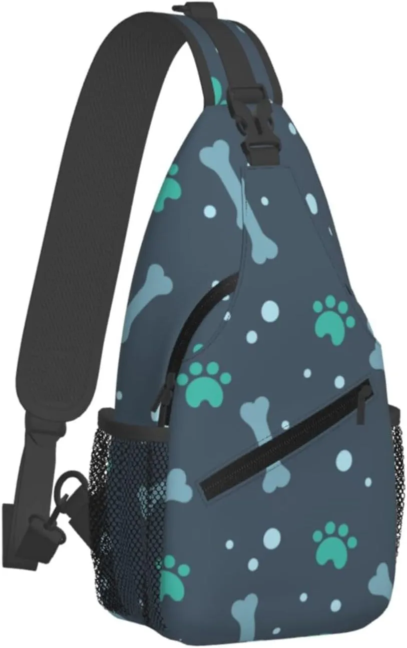 Crossbody Sling Bag for Men Women, Bone Dog Foot Sling Backpack Shoulder Chest Bag, Anti Theft Travel Hiking Daypacks
