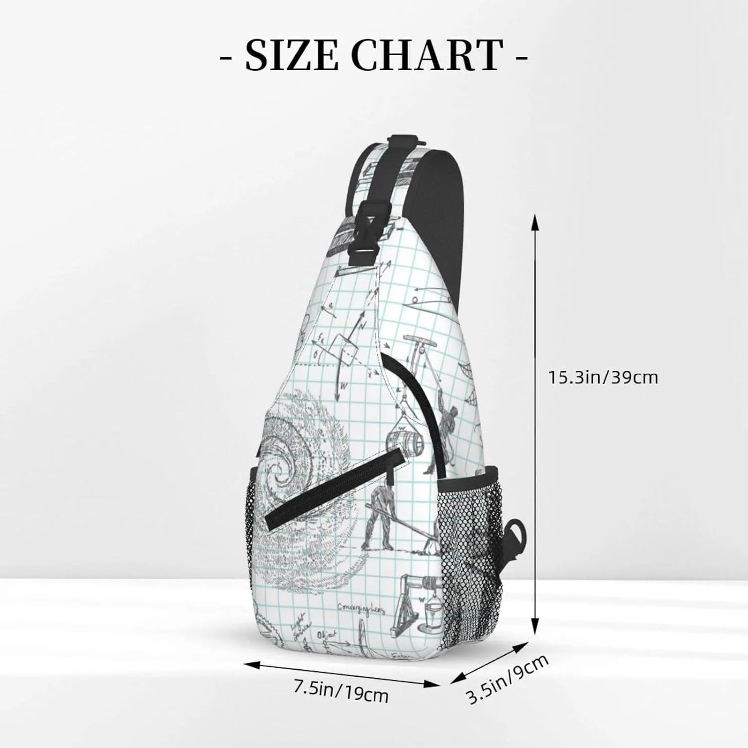 Crossbody Sling Bag for Men Women, Formula Mathematics Physics Science Sling Backpack Shoulder Chest Bag, Anti Theft Travel Hiking Daypacks