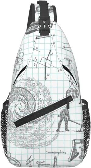 Crossbody Sling Bag for Men Women, Formula Mathematics Physics Science Sling Backpack Shoulder Chest Bag, Anti Theft Travel Hiking Daypacks