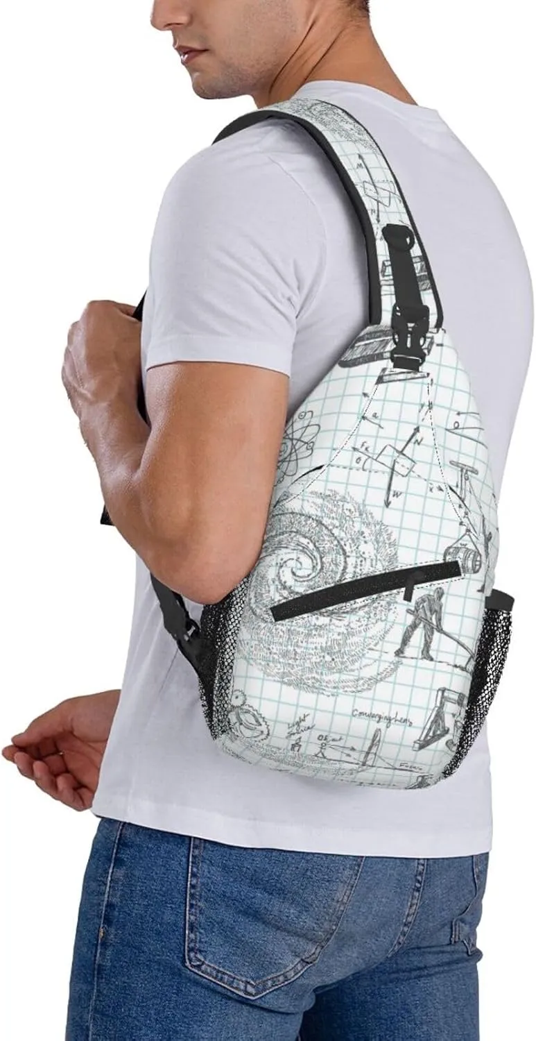 Crossbody Sling Bag for Men Women, Formula Mathematics Physics Science Sling Backpack Shoulder Chest Bag, Anti Theft Travel Hiking Daypacks