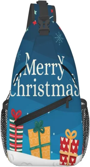 Crossbody Sling Bag for Men Women, Merry Christmas 1 Sling Backpack Shoulder Chest Bag, Anti Theft Travel Hiking Daypacks