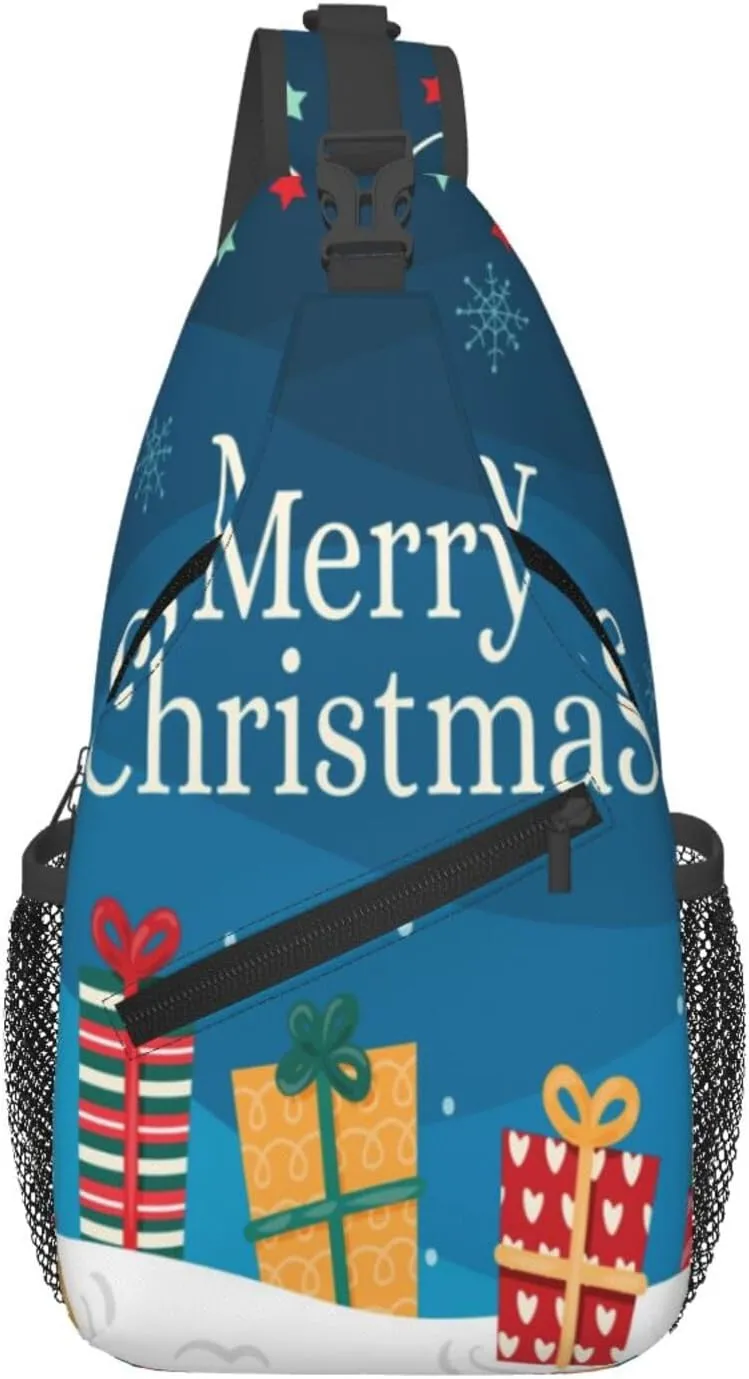 Crossbody Sling Bag for Men Women, Merry Christmas 1 Sling Backpack Shoulder Chest Bag, Anti Theft Travel Hiking Daypacks
