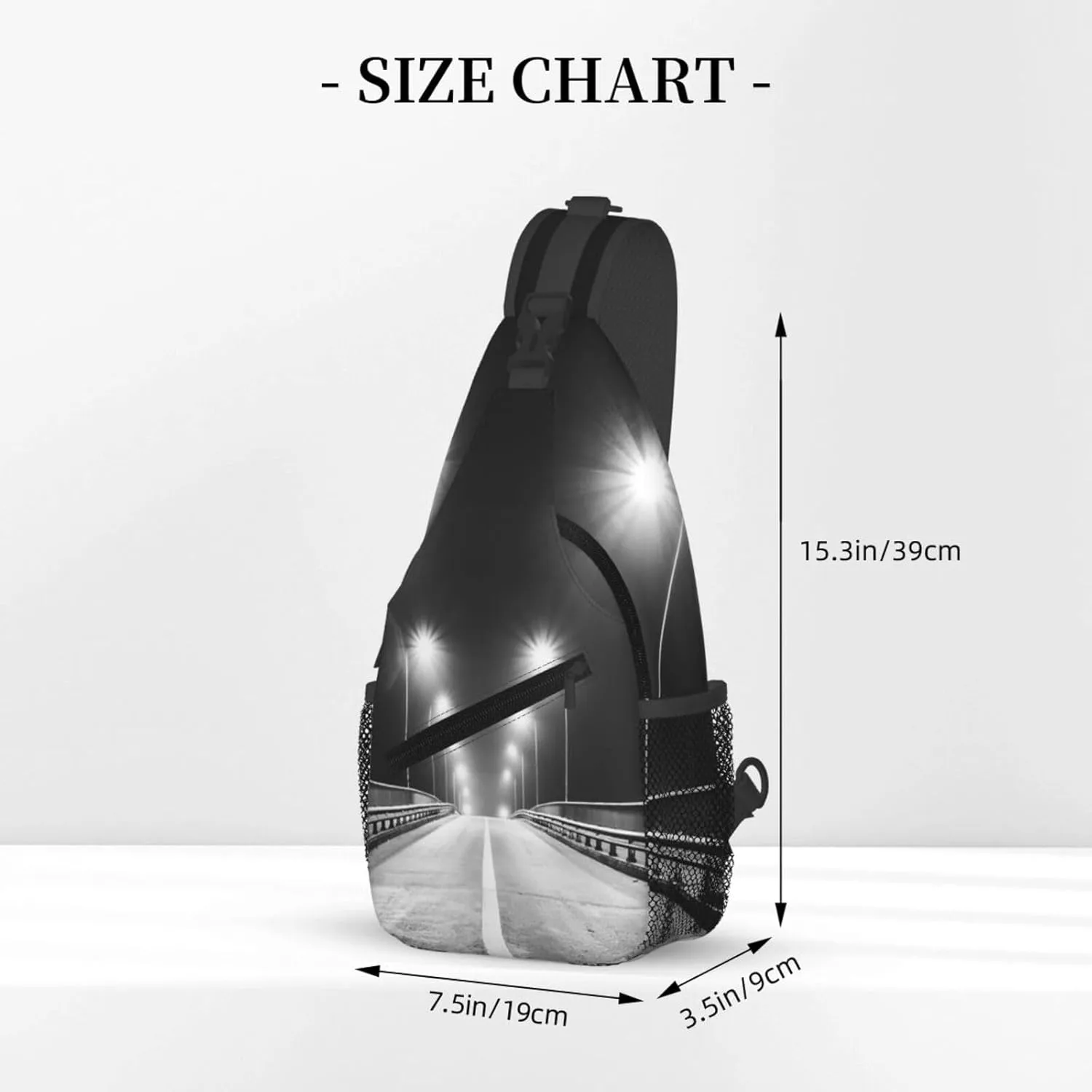 Crossbody Sling Bag for Men Women, Race Empty Freeway Night Sling Backpack Shoulder Chest Bag, Anti Theft Travel Hiking Daypacks